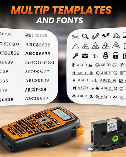 Vixic Industrial Label Maker, Cable Wire Label Maker Waterproof-Labels Bundle 4 Laminated-Tapes for Electricians Network Office Labeling, E1000 Heat Shrink Tube Labeler Machine Handheld & Portable