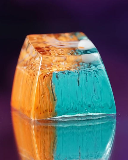 Jellyfish Artisan Keycap Orange Blue Coral Reef R1 SA Profile Custom Sea Creature Keycaps 1U ESC Handmade Gaming Sea Resin Key Cap Cherry MX Switch Compatible Mechanical Keyboard Jellyfish Lover Gift