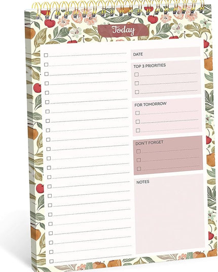 Taja To Do List Notepad - To Do List Notebook for Work with 52 Sheets, Undated Daily Planner Perfect for Daily Tasks and Goal Setting, Notepad Suitable for Office, Home & School - Cherry Orchard