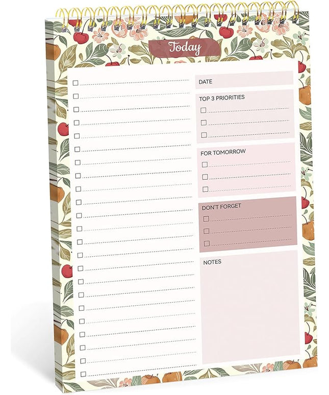 Taja To Do List Notepad - To Do List Notebook for Work with 52 Sheets, Undated Daily Planner Perfect for Daily Tasks and Goal Setting, Notepad Suitable for Office, Home & School - Cherry Orchard