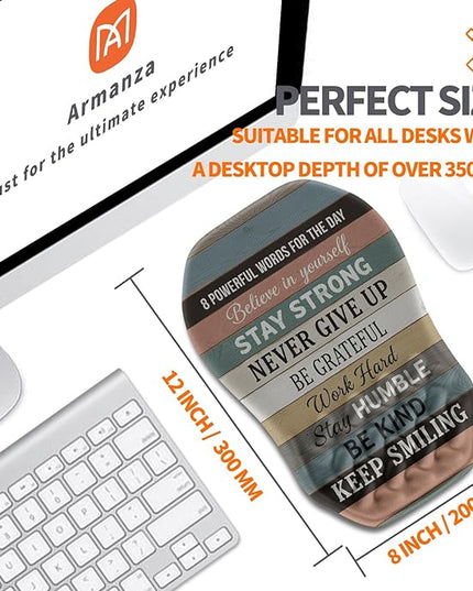 Ergonomic Slope Mouse Pad Wrist Support, Wrist Rest Mousepad for Carpal Tunnel Pain Relief with Massage Bulge and Slow Rebound Memory Foam (12x8 inch, Inspirational Quote)