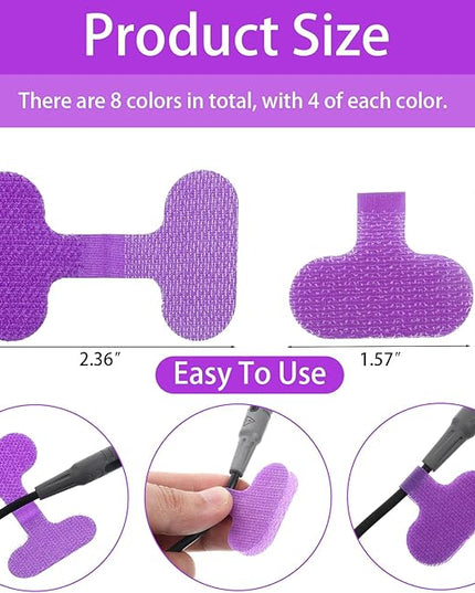 32 PCS Self-Adhesive Cable Labels, Multi Color Durable Write On Cord Label Wire Labels Computers Cable Management and Identification Waterproof Self-Adhesive Nylon Cables Label(8 Colors)