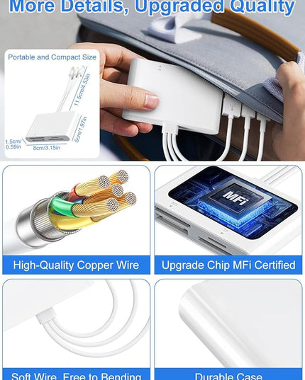 Memory Stick Pro Duo Adapter - XD Picture Card Reader for iPhone/USB C/A, 4 in 1 SD/TF/MS/XD Card Reader Adapter Sony Cybershot Card Reader Support iPhone 17/16/15/14/13/12/11/Pad/PC/Android/Laptop