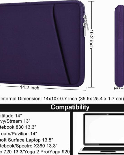 Laptop Sleeve 14 inch, Durable Carrying Bag Shockproof Protective Case Cover, Handbags Briefcase Laptop Bag Compatible with 14" MacBook Air/Pro HP Asus Lenovo Notebook Computer, Purple