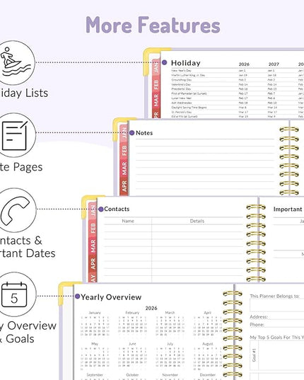 2026 Planner, Forvencer Calendar Planner Weekly and Monthly, Jan 2026-Dec 2026, 8.5" X 11", Hardcover Agenda Book, Daily Journal Organizer with Inner Pocket, Notebook Office School, A4, Tender Yellow