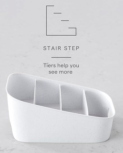 YouCopia ShelfBin Packet Organizer, 4-Tier Stairstep Raised Divided Bin, BPA-Free Storage Caddy for Kitchen Pantry and Cabinet Organization, Tea Bags, Medicine, and More