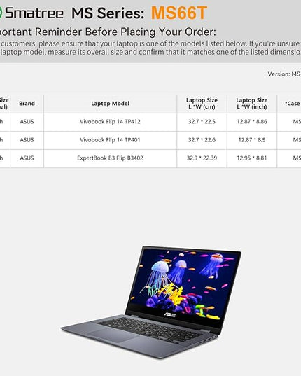 Smatree MS66T Hard EVA Protective Sleeve Case with Stand Compatible for 14 inch ASUS ExpertBook B3 Flip (B3402) Laptop, for ASUS Vivobook Flip 14 TP401/TP412 Laptop Notebook Bag
