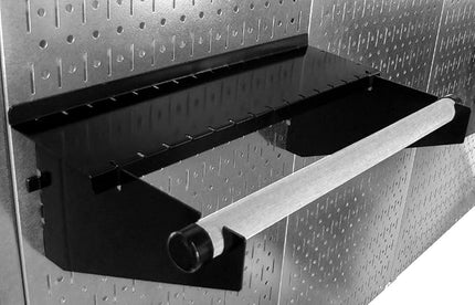 Wall Control Paper Towel Holder and Dowel Rod Pegboard Shelf Assembly for Wall Control Pegboard and Slotted Tool Board - Black