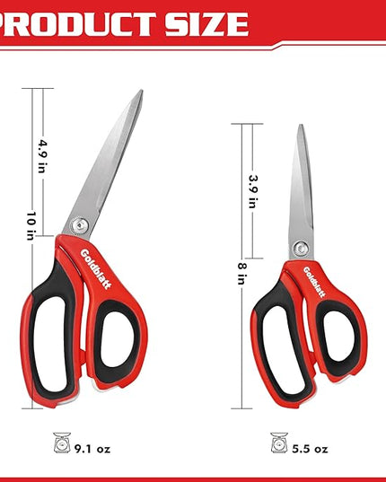 Goldblatt 2PCS Heavy Duty Scissors, Multipurpose Shop Scissors with Stainless Steel Blade and Comfortable Handle, Easy Cutting Cardboard, Wires, Leather, Fabric