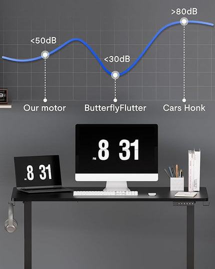 FLEXISPOT EN1 One-Piece Standing Desk 48 x 24 Inches Electric Stand Up Desk for Home Office (Black Frame + 48" Black Top)