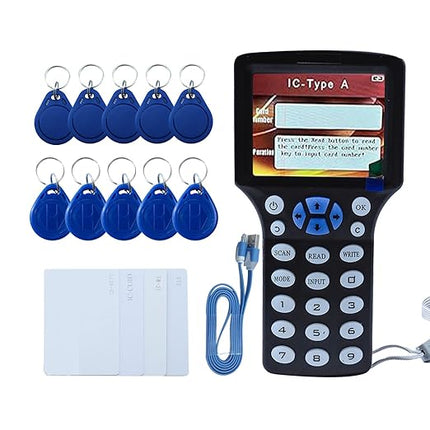 RFID Reader Writer RFID Copier Multi-Frequency RFID Card Reader Smart Card Decoder with Free Software and USB for Access Control Home Security