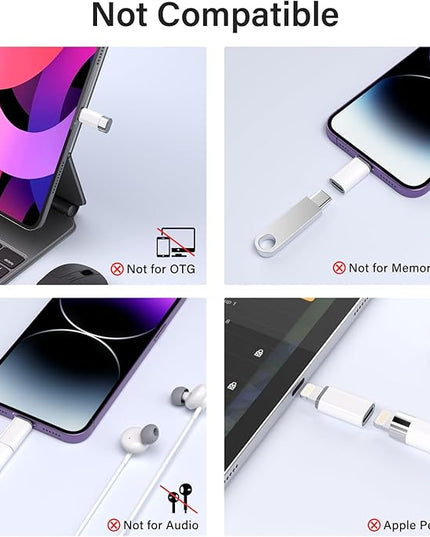 USB C Type C to Lightning Adapter MFi Certified 4 Pack 27W Fast Charging Support Data Sync,Lightning to USB Type C Cable Adapter for iPhone/iPad/for Airpods,with Anti-Lost Loop,Not for Audio/OTG