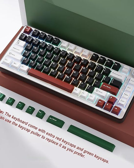 YUNZII B75 PRO Wireless Mechanical Keyboard,75% Layout with Knob,Hot Swap Gasket Custom Structure,Creamy Pre-lubed Switches,RGB Backlit,Bluetooth/Type-C/2.4G for Win/Mac(Milk Switch,Black)