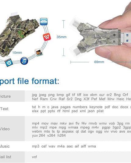 SD Card Reader for iPhone/ipad/Android/Mac/Computer/Camera,4 in1 Micro SD Card Reader Trail Camera Viewer, Portable Memory Card Reader SD Card Adapter for SD and TF Cards