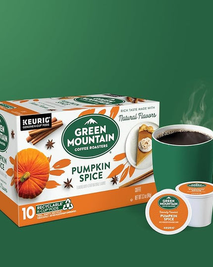 Green Mountain Coffee Roasters Pumpkin Spice, Keurig Single-Serve K-Cup Pods, Light Roast Coffee, 60 Count (6 Packs of 10)