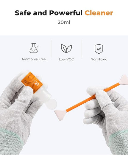 K&F Concept APS-C Sensor Cleaning Kit, Digital Camera Lens Cleaner - 20ml Cleaner, Gloves & 10 X 16mm Double-Tipped Swabs for APS-C Type CMOS & CCD Sensors