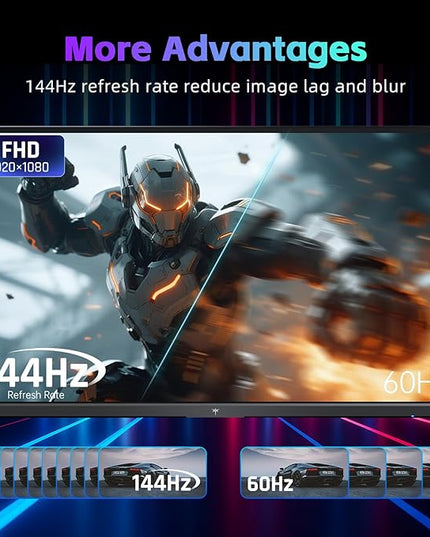 KTC 24 Inch Computer Monitor, FHD 144Hz Office Gaming Monitor, IPS, Adaptive-Sync, HDMI & DP Port, 1500:1 Contrast Ratio, Bluelight Filter, Tilt Adjustable, H24B9S