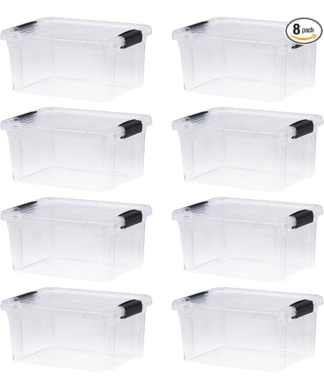 Superio Storage Bins with Lids- 8 Pack, 6.6 Qt Clear Boxes for Organizing, Stackable Plastic Containers- BPA Free, Non-Toxic, Odor Free, Organizer for Home, Office, Dorm