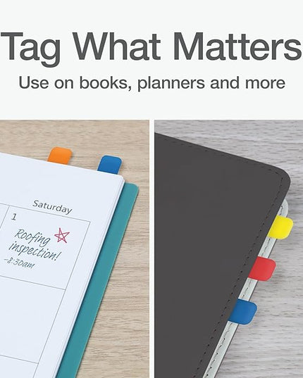 Redi-Tag Write-On Tabs, Permanent Adhesive Index Tabs, Assorted Primary Colors: Yellow, Orange, Red, Blue and Green, 1" x 7/16", 130 Pack (1009302)
