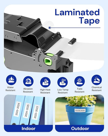 Replacement for Brother TZe-FX251 P Touch Flexible-ID Tape 24mm 0.94 Laminated White TZe TZ Flexible Label Tape 1 Inch for PT-D600, PT-D610BT, PT-P700, PT-P910BT, Black on White, 26.2 Feet, 4-Pack
