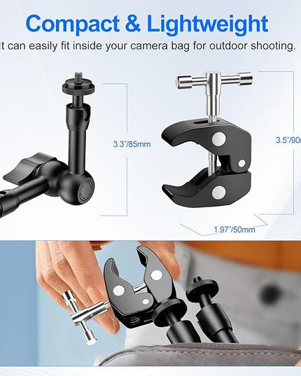 EMART 6inch Articulating Magic Arm Camera Mount with Super Clamp, Friction Power Adjustable Camera Mounts & Clamps with Magicarm and Cold Shoe for Photography/Videography/Webcam/Flash Light