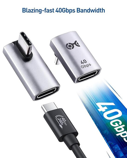 Cable Matters Combo-Pack 40Gbps Vertical Right Angle USB-C Adapter Kit, Up to [4K@240Hz Video, 240W Charging, 40Gbps] 90 Degree USB C Adapter, Compatible with Thunderbolt 4, iPhone 16, Steam Deck