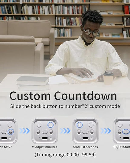 Productivity Timer Flip Gravity Sensor Cube Timer Countdown & Countup,Mute & Vibrate & Sound，5/10/30/60min & Custom Timing, Perfect for ADHD,Work,Learning,Kitchen Cooking (3, Black+White+Blue)