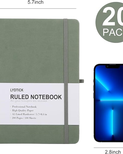 20 Pack Journals for Writing College Ruled Notebooks Journal in Bulk, Hardcover Notebooks (200Pages) for Note Talking, Lined Bullet Journals for Home School Office, 5.7"x8.4", Olive Green