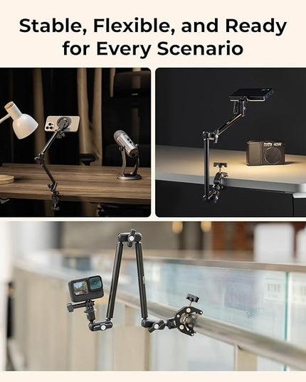 SMALLRIG Desktop Clamp Magic Arm Kit for MagSafe for iPhone, 67cm Two-Stage Adjustable Flexible Arm with Secure Grip for Smartphone, Webcam, Action Cameras - 5626