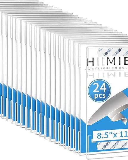 HIIMIEI 24 Pack Clear Acrylic Wall Mount 8.5x11 Sign Holder, Portrait Door Plexiglass Display Sign Holder Adhesive with 3M Tape, Plastic Photo Ads Frames Used in Office Hospital Hotel Store
