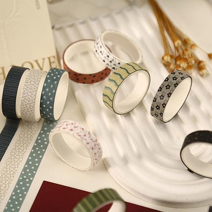 YUBBAEX 20 Rolls Basic Patterns Washi Tape Set Skinny Masking Creative Decorative Tapes, Designer's Selection (Collection 2-Enchantment)