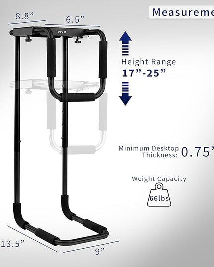 VIVO X-Large Heavy Duty Adjustable Under-Desk Mount, Home and Office Computer CPU Tower Stand with Secure Locking, Holds up to 66 lbs, Black, MOUNT-PC04B-L
