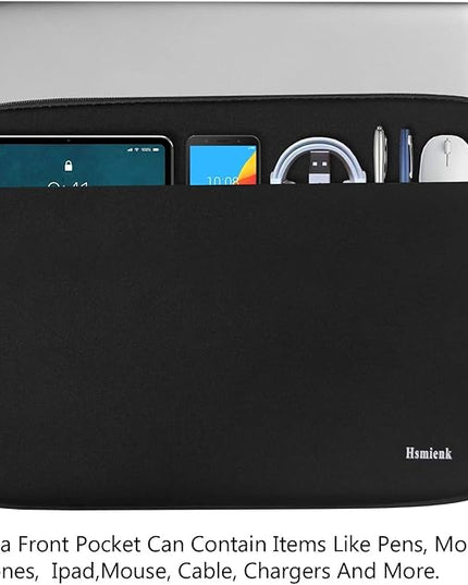 Laptop Case Sleeve 15.6 inch, Shockproof Protective Notebook Case with Accessory Pocket, Briefcase Carrying Laptop Cover for 15.6" HP, ASUS, Dell, Lenovo, Acer, Black