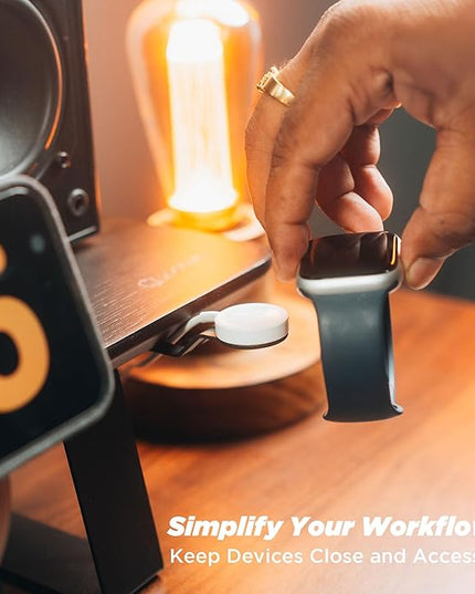Moodular Add-ons Watch Stand for Smart Watch (Charger Not Included) [Accessory Only - Requires Moodular Wooden Monitor Stand Slide Rails for Use] Black MSA-WS