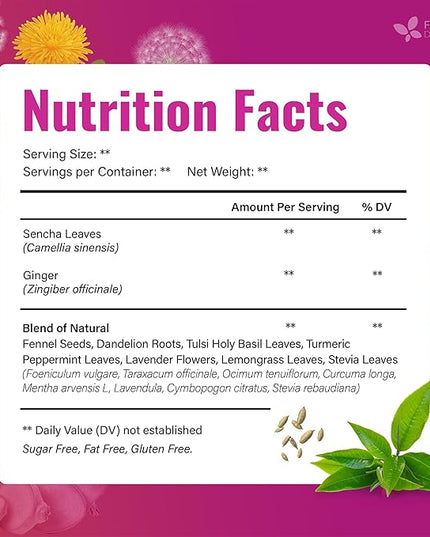 FreshDrinkUS, Premium Herbal Wellness Tea Bags | 75 Count | Blend of Sencha, Ginger, Fennel, Dandelion, Tulsi, Turmeric, Peppermint, Lavender, Lemongrass & Stevia – Herbal Tea. Vegan