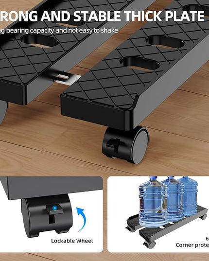 Adjustable Mobile CPU Stand, Ventilated Computer Tower Stand with 4 Caster Wheels Fits Most PC Tower, Under Desk CPU Holder PC Floor Cart Computer Riser for Gamers and Students (Large White)