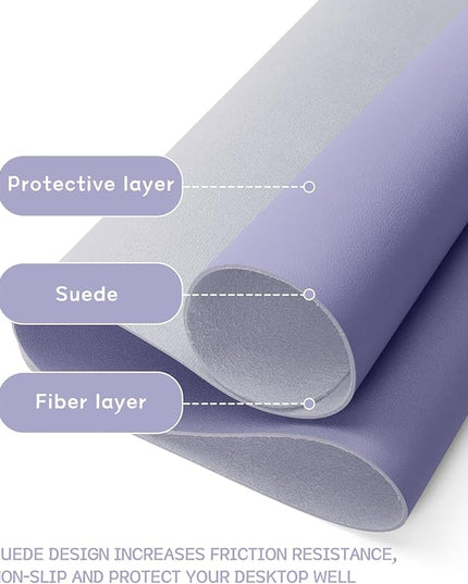 YSAGi Non-Slip Leather Desk Pad XL Size, Waterproof Laptop Computer Desk Keyboard Mat, Table Protector Blotter Mat, Large Mouse Pad for Office/Work/Home/Decor(Lavender, 47.2" x 23.6")-No Band