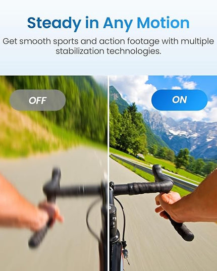 Xtra Edge Action Camera, 1/1.3" Sensor & 4K Cinematic Video, Hyper Stabilization, Waterproof Camera to 52 Ft, 3-Hour Battery, Universal Quick Mount, Vlogging Camera for Adventure Photography