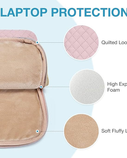 BAGSMART Laptop Case Compatible with 13-13.3 inch Notebook,Compatible with MacBook Pro 14 Inch,MacBook Air,Protective Carrying Bag with Pocket,Handles,Pink