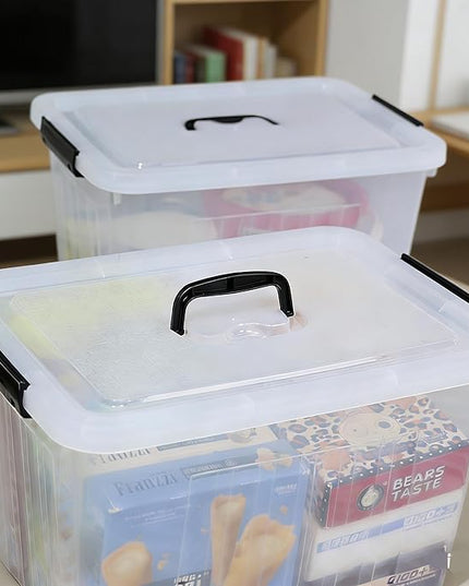 Zopnny 25 Quart Clear Storage Bin with Handle, Plastic Storage Latch Box with Lid, 4 Pack