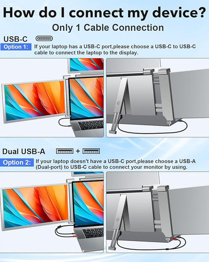 YUTOO 4 Screen Laptop Monitor Extender | One USB-C Cable for M1 M2 M3 | 14" 1080P FHD IPS 4 Screen Monitor for Laptops 13.6~17.3 inch | Quad Screen Extender Display for MacBook/Windows/Switch/PS5