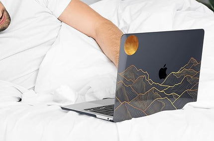 DONGKE Compatible with MacBook Pro 13 inch Case 2024 2023-2020 Release A2338 M2/M1 A2251 A2289 with Retina Display & Touch ID, Plastic Hard Shell & Keyboard Cover & Screen Film - Abstract Mountain
