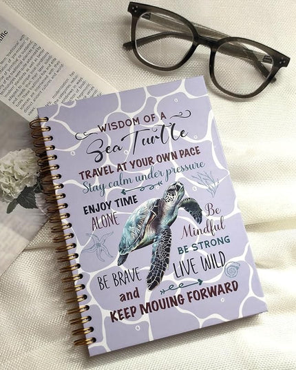 Cute Notebooks Journal For Women - Sea Turtle Dairy Funny Hardcover College Ruled Lined,5.8"X8.3",Pretty Spiral Meeting Notebook,Gifts For Sea Turtles Lover Men Friends On Birthday Christmas Mothers Day (Purple)