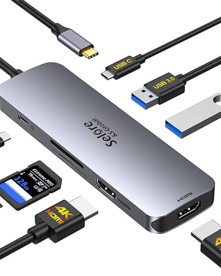 USB C Docking Station Dual HDMI Monitor, USB C to Dual HDMI Adapter with 2HDMI Ports, PD Charging, SD/TF, USB A&C 3.0 Ports, Laptop Docking Station for Dell XPS/HP/Lenovo/Surface/Yoga etc
