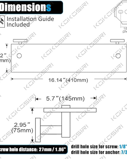 KOKOSIRI Wall Shelves Bathroom Hardware Glass Floating Shelf 16-Inch for Bedroom, Living Room, Kitchen, Hanging Rack Champagne Bronze B1105CPG-L16