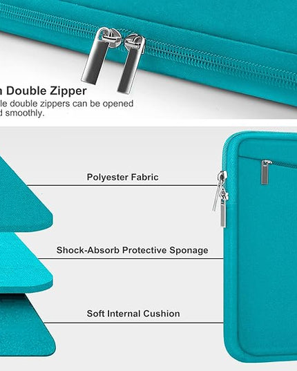 Laptop Sleeve Bag 15.6 inch, Durable Computer Carrying Bag Protective Case Briefcase Handbag with Front Pocket, Slim Laptop Case Cover for 15.6 Inch HP, Dell, Lenovo, Asus, Notebook, Light Blue