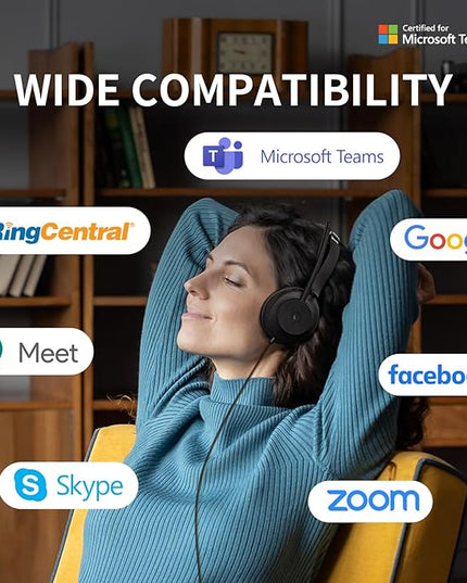 Yealink UH37 Professional USB Headset with Microphone for PC Laptop Noise Cancelling & Volume Control VoIP Skype Online Conference(USB-A)