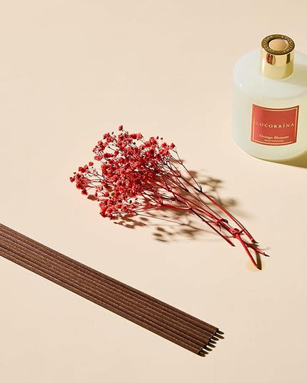 COCORRÍNA Reed Diffuser - Orange Blossom 6.76 Fl.oz Reed Diffuser Sets with Preserved Flowers, Diffuser with 8 Sticks for Bathroom Shelf Decor
