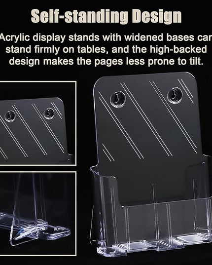 Acrylic Brochure Holder 8.5x11 Inches Slant Back Design, Clear Display Stand, Plastic Table Stand Sign Holder,Pamphlet Holder Flyer Holder, Acrylic Display Stand, Acrylic Table Signs Plastic Paper Holder for Office, Home, Store, 4 Pack