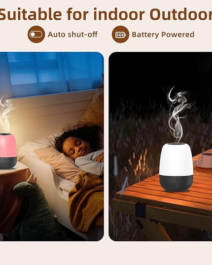 SEEDSEEL 150ML Rechargeable Battery Powered Essential Oil Diffuser, Cordless Portable Aromatherapy Diffuser,7-Hour Run time, 7-Color LED Lights